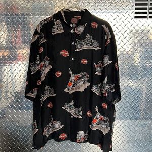 Harley Davidson silk dress shirt button down 3xl